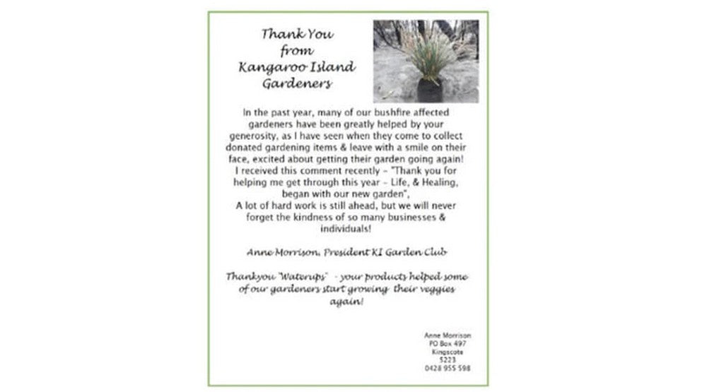 Disaster Recovery wicking bed Kangaroo Island post bushfires 