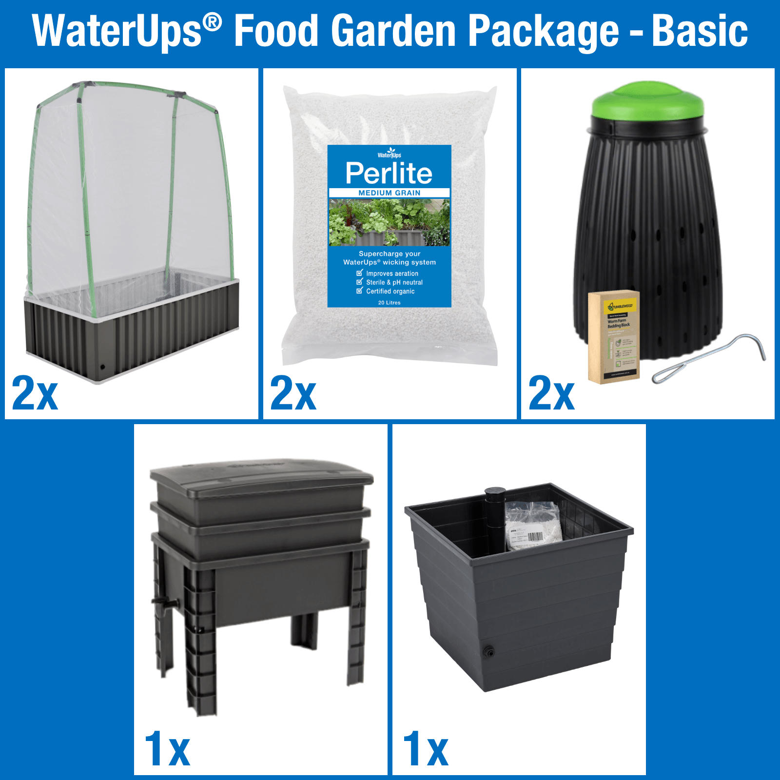 Sustainable food gardens are possible with WaterUps Food Garden Kits - ideal for home gardeners, hotel gardeners, school and community gardeners