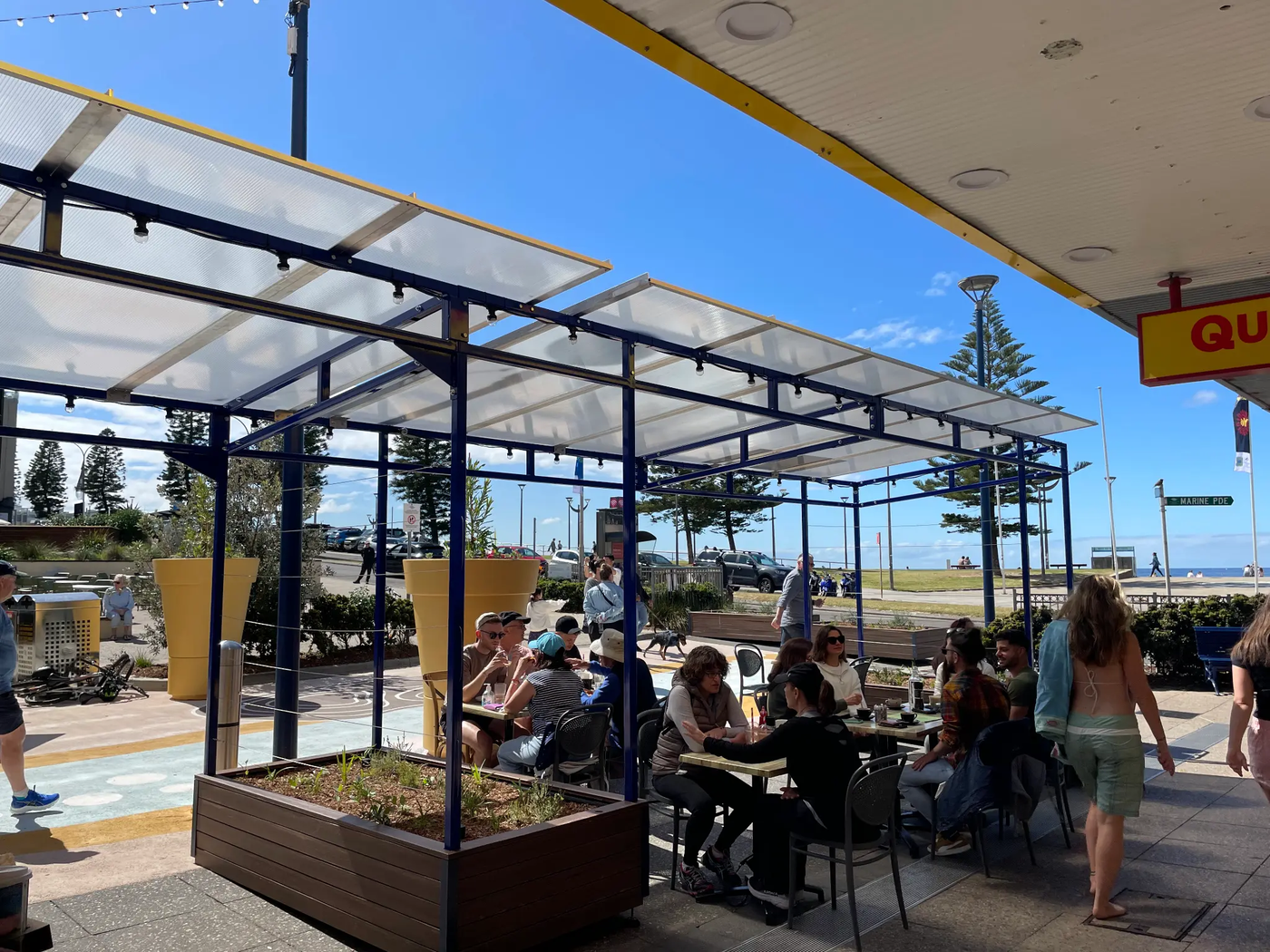 WaterUps planter installation at a beachside venue